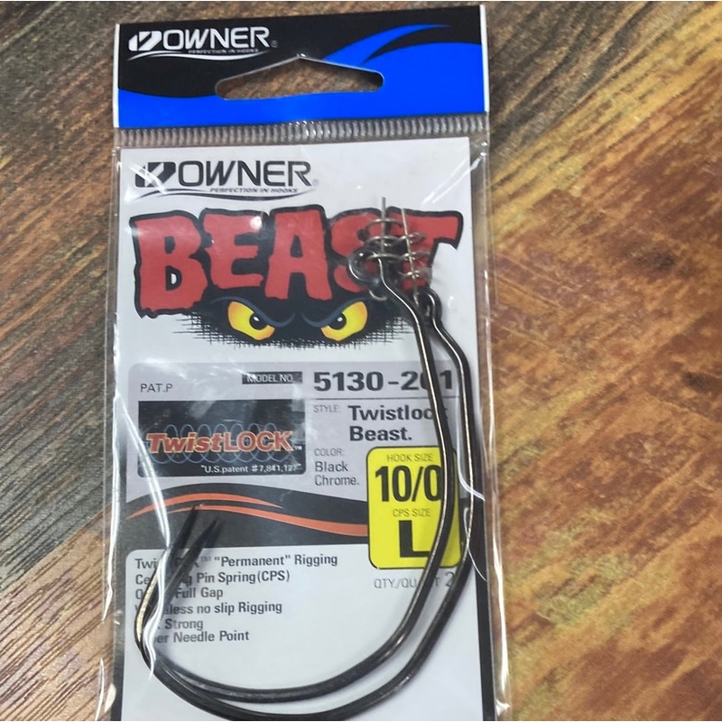 Owner Beast Twist Lock 10/0 Chrome Black