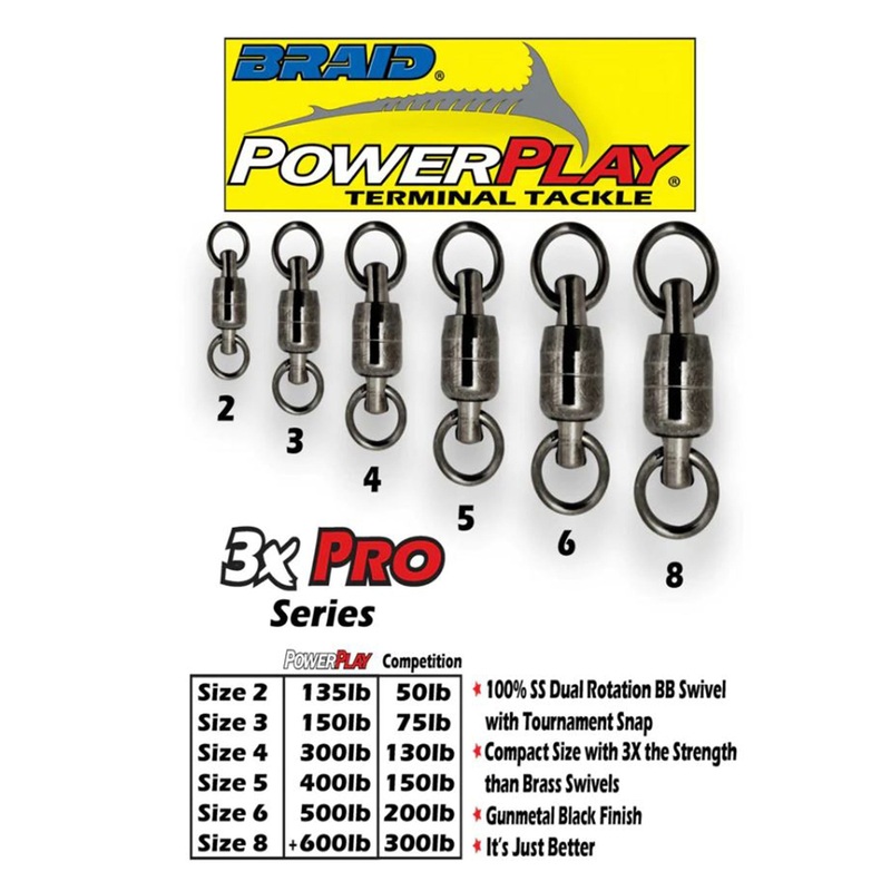 Playaction Braid PowerPlay 3x Pro Series Swivels 6 pack