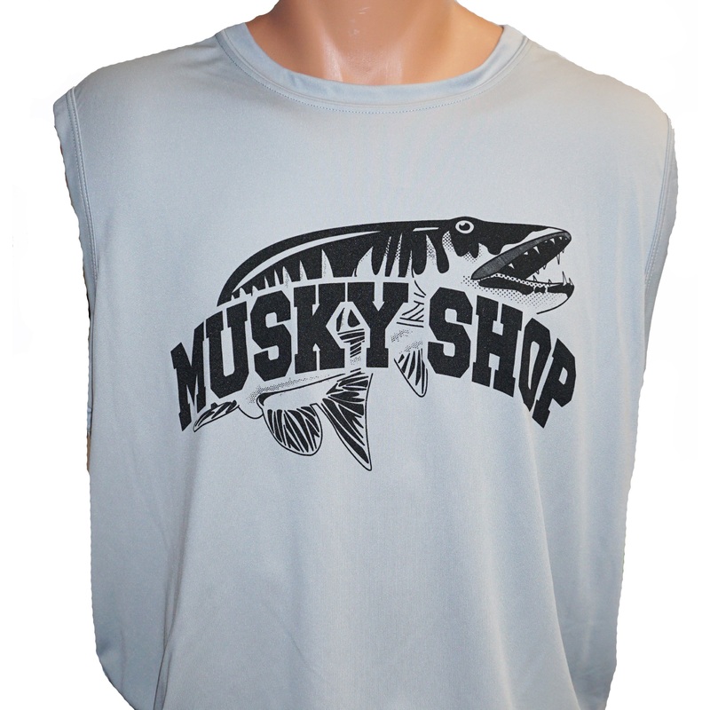 Musky Shop Gray Sleeveless Sport Tek T-Shirt