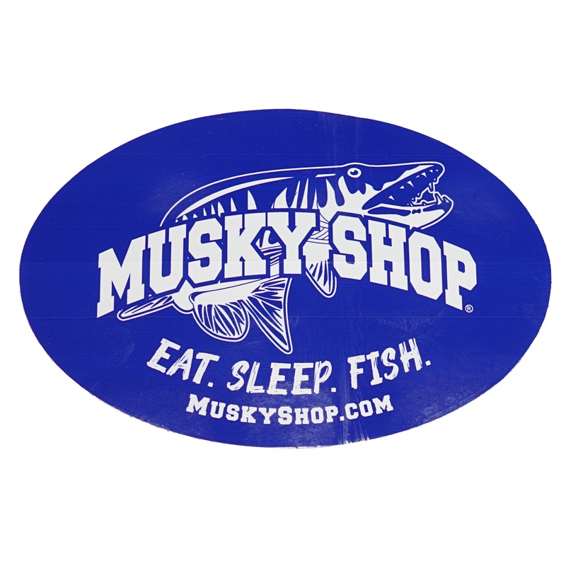 Musky Shop Oval Blue Decal-Eat Sleep Fish