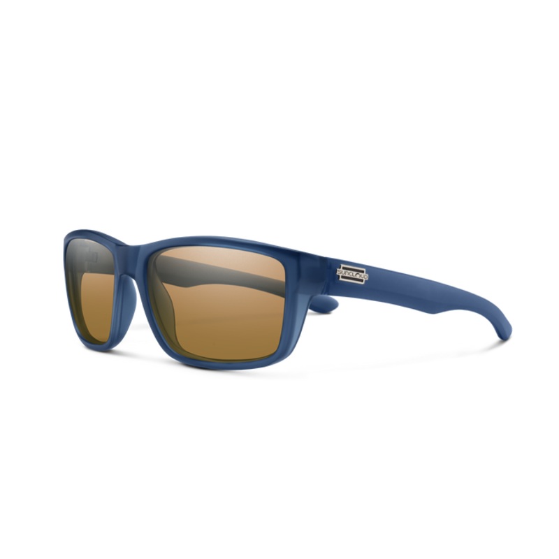 Suncloud Mayor Sunglasses - Matte Crystal Denim + Polarized Brown