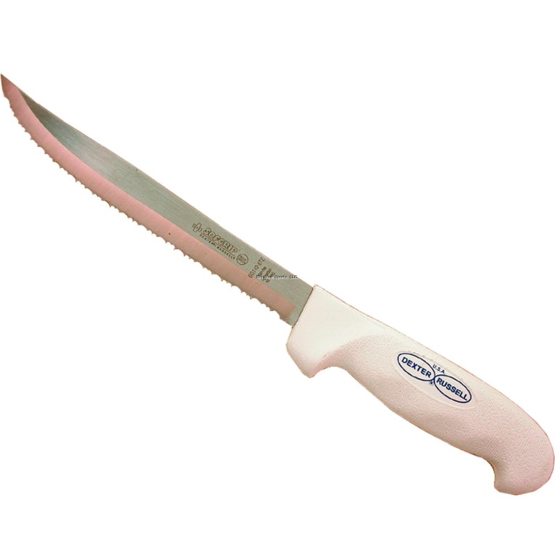 Dexter SofGrip, 8", Tiger Edge Slicer, White Handle, Clam