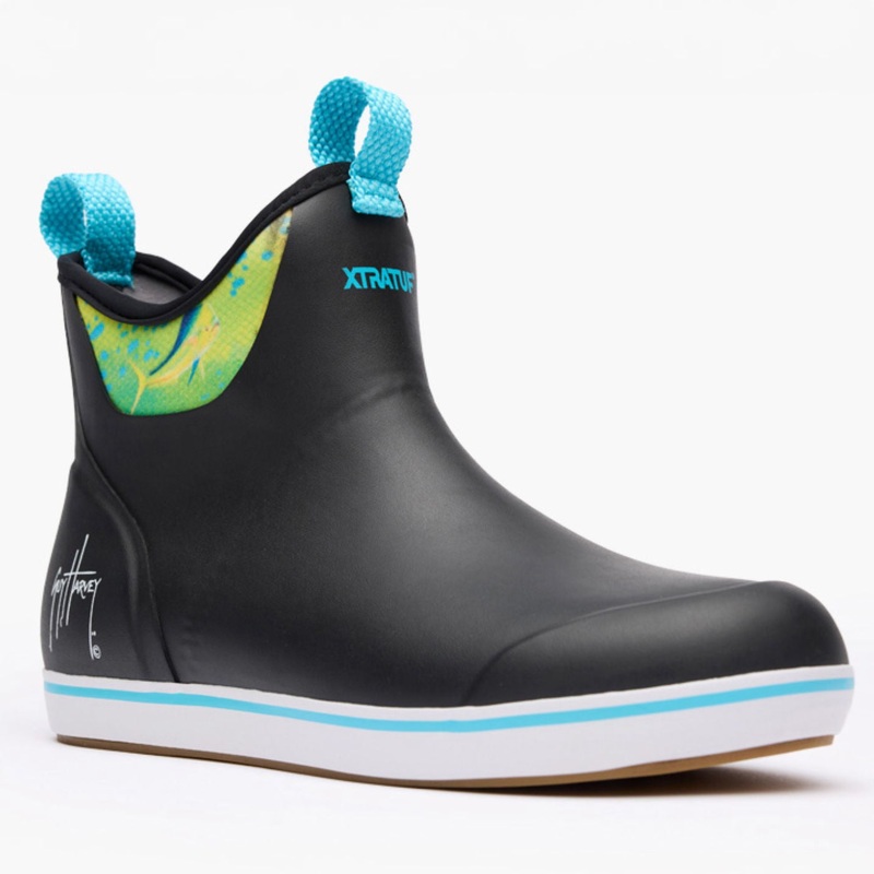 Xtratuf Men's 6" Ankle Deck Boots Guy Harvey Black Mahi