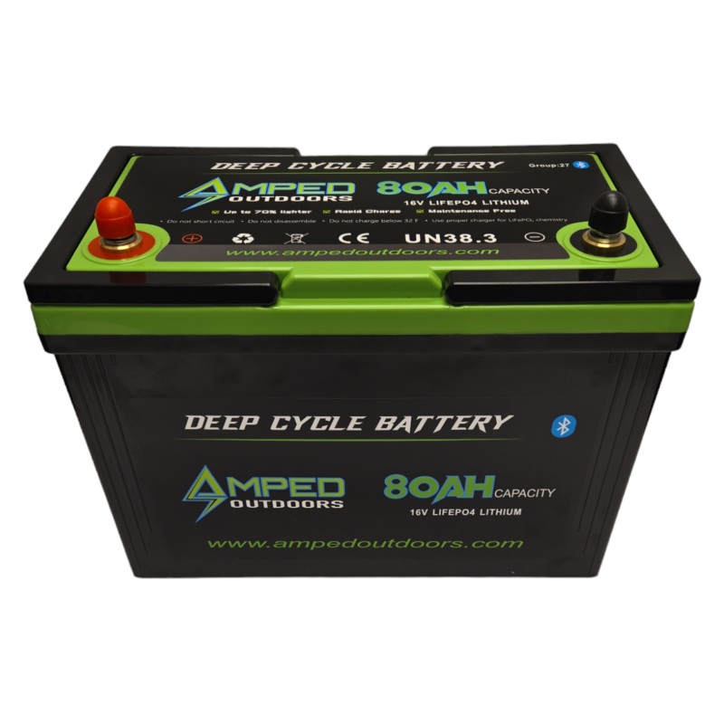 16V 80Ah LiFePO4 Battery - Bluetooth - IP67 Waterproof - On board Charger Included!