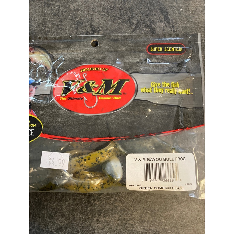 V&M Bayou Bull Frog - Green Pumpkin Pearl