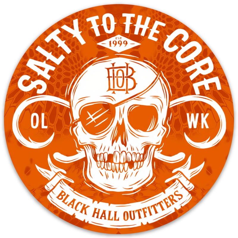 BHO "Salty to the Core" Skull 4 Inch Round Decals/Stickers