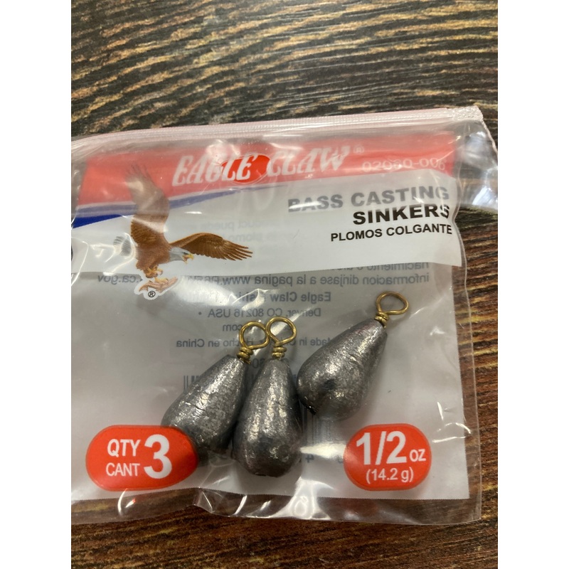 Eagle Claw Bass Casting Sinkers 1/2 oz. Lead
