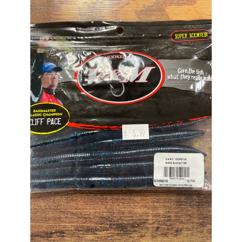 V&M Chopstick 5" Black Blue Glitter