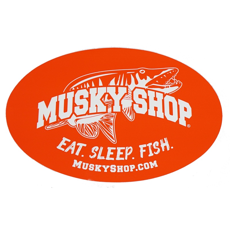 Musky Shop Oval Orange Decal-Eat Sleep Fish