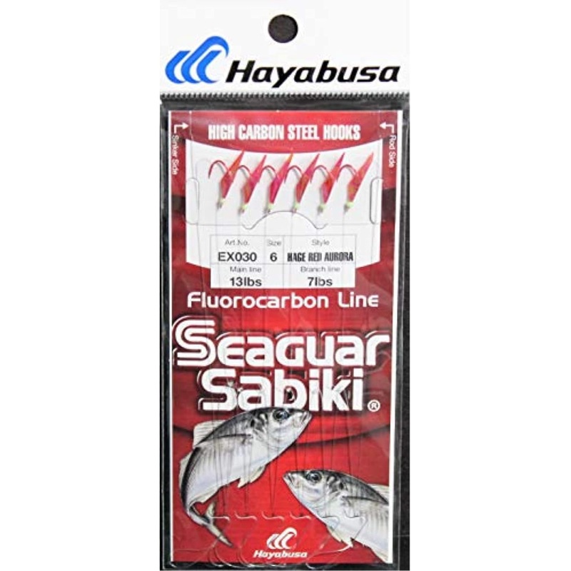 HAYABUSA EX0304 Hage Red Skin Aurora Finish 6-hook Seaguar Sabiki Rig