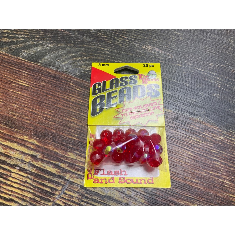 Top Brass 8 mm Glass Beads Red Flash