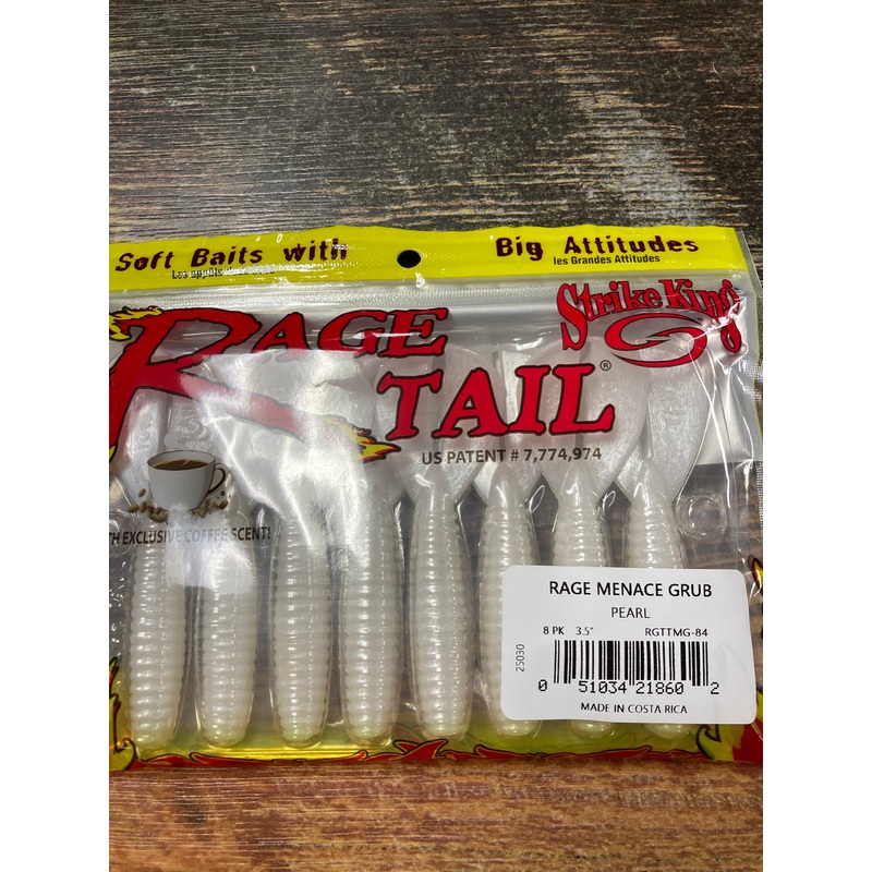 Strike King Rage Menace Grub - Pearl