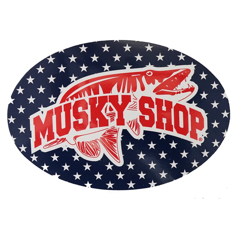 Musky Shop Oval Blue Stars Decal