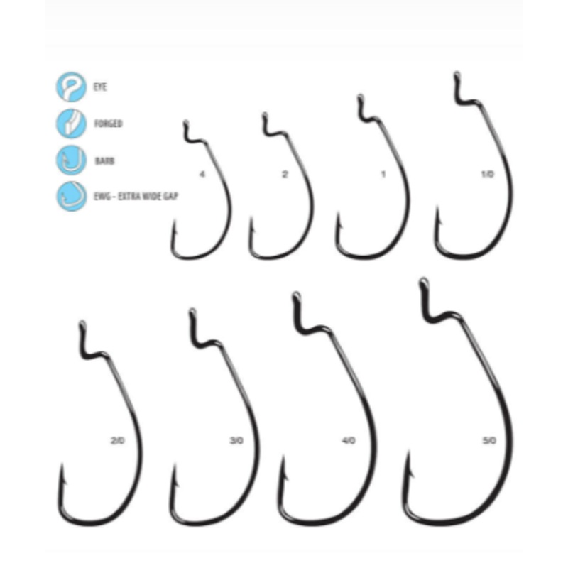 Gamakatsu Offset Shank Worm EWG Black (25 Pk)