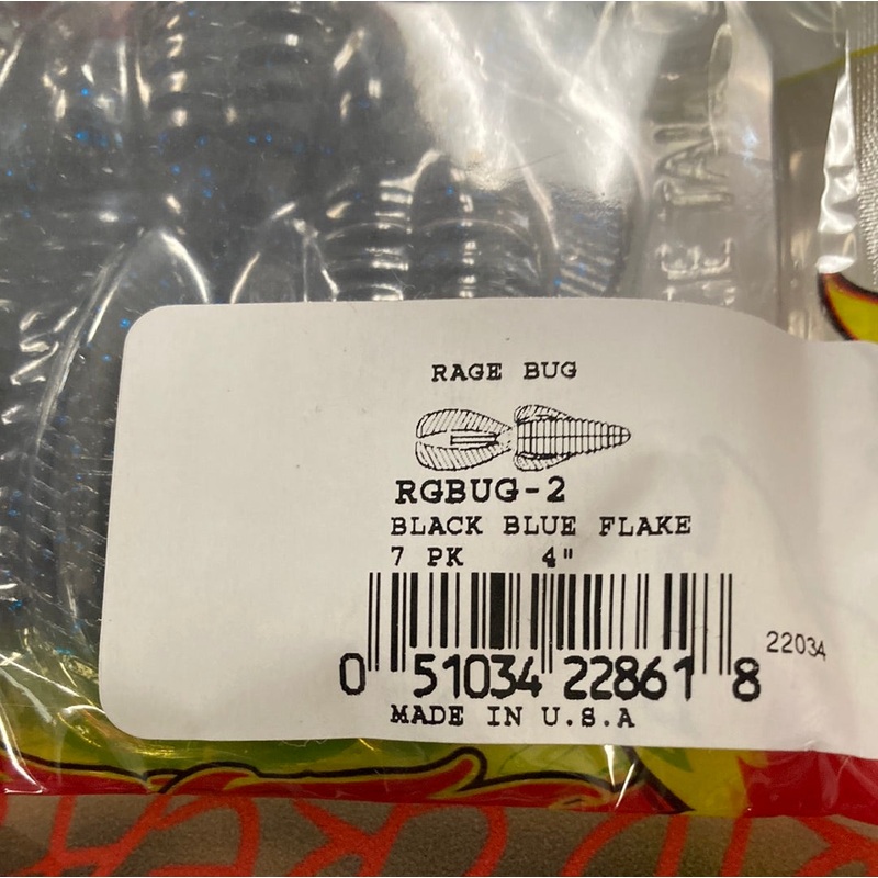 Strike King Rage Tail Rage Bug 4" Black Blue Flake