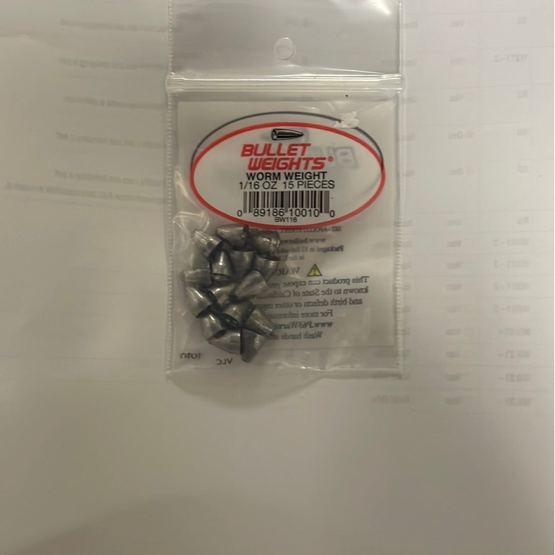 Bullet Worm Weights 1/16 oz. Lead