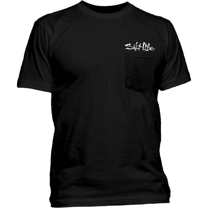 Salt Life One Cast At A Time Short Black Sleeve Tee