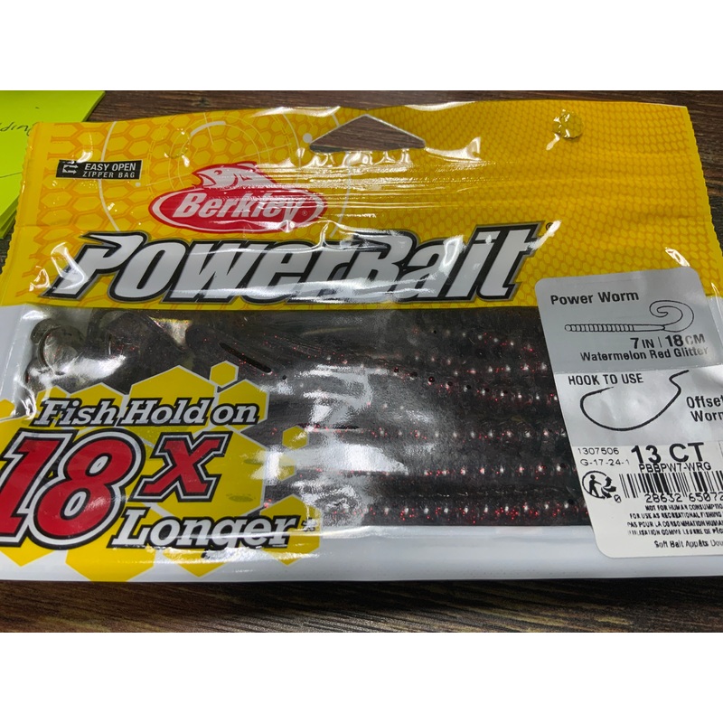 Berkley Power Worm 7 Watermelon Red Glitter