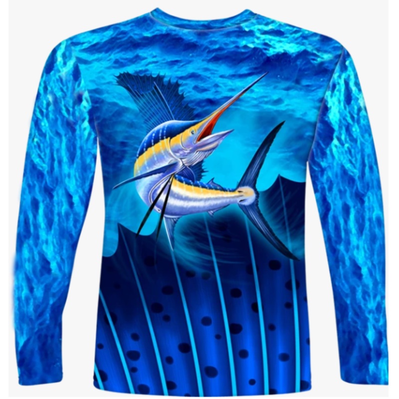 Adult L/S Sailfish All Over Performance Shirt UPF50
