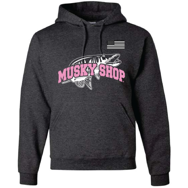 Musky Shop Jerzees NUBlend Black Heather Pink Hoodie