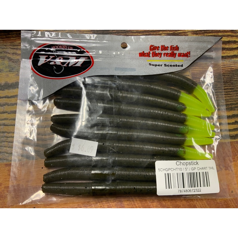 V&M Chopstick 5" Green Pumpkin/Chart Tail