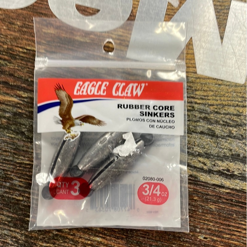Eagle Claw Rubber Core Sinkers 3/4 oz.