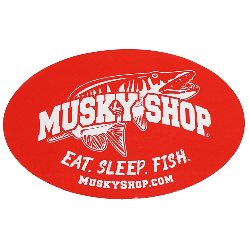 Musky Shop Oval Fire Red Decal-Eat Sleep Fish