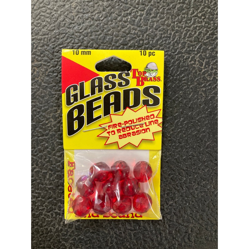 Top Brass Glass Beads 10 mm Red