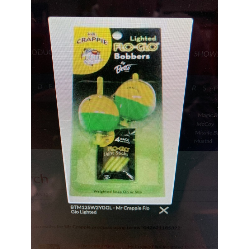 Mr Crappie Flo Glo Light Snap On Bobber