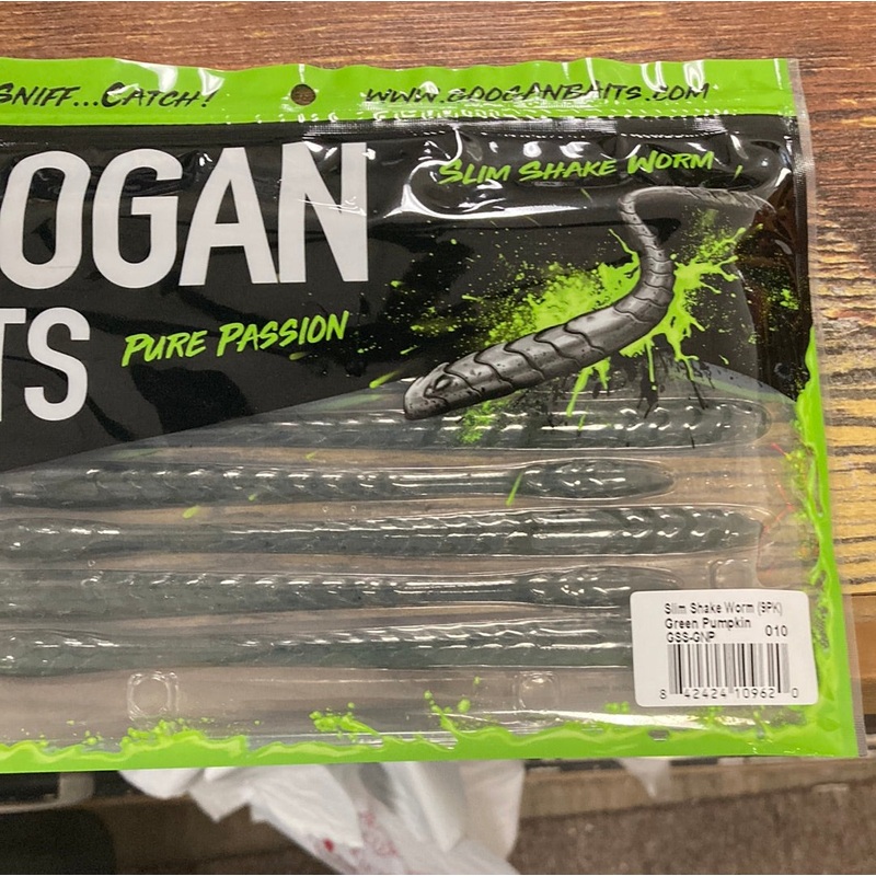 Googan Slim Shake Worm Green Pumpkin