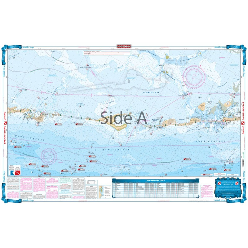 Waterproof Charts 6F Middle Keys Fishing Offshore Fish & Dive