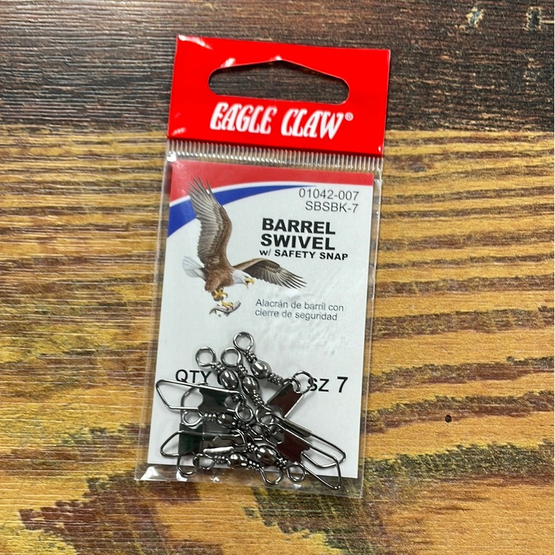 Eagle Claw Barrell Swivel Safety Snap Size 7 Black