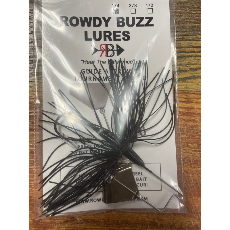 Rowdy Buzz Lures 1/4 oz. Black Blue Flake/Black