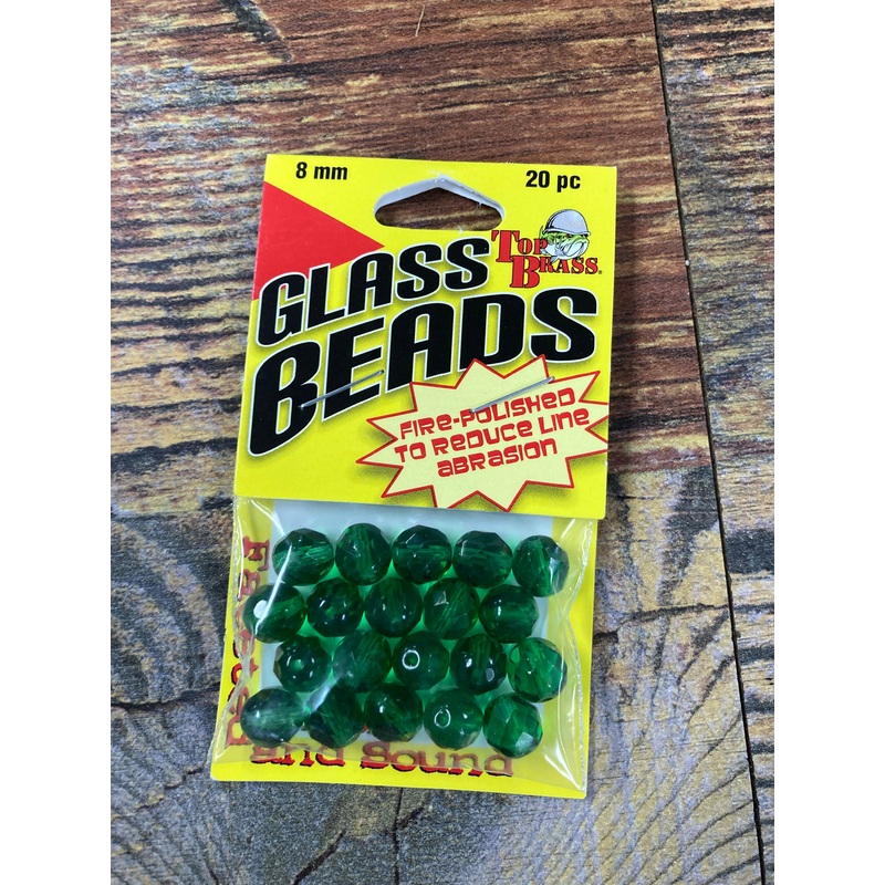 Top Brass Glass Beads 8 mm Green