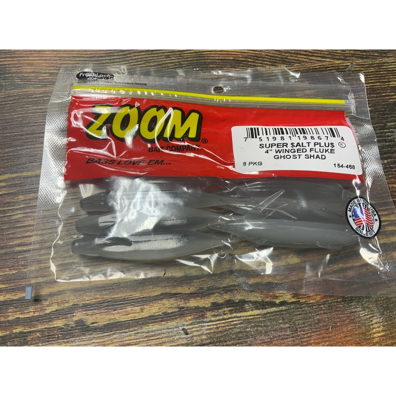 Zoom Winged Fluke 4" Ghost Shad