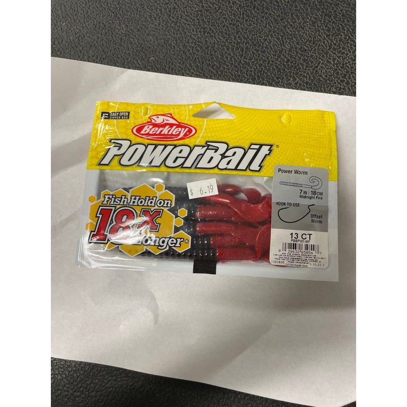 Berkley Power Worm 7 Midnight Fire