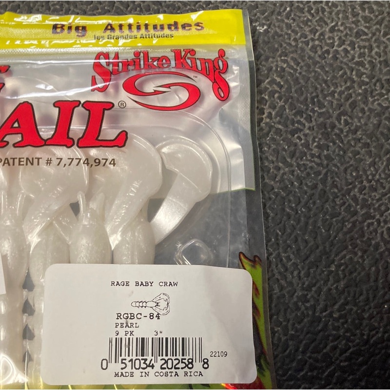 Strike King Rage Baby Craw 3 Pearl