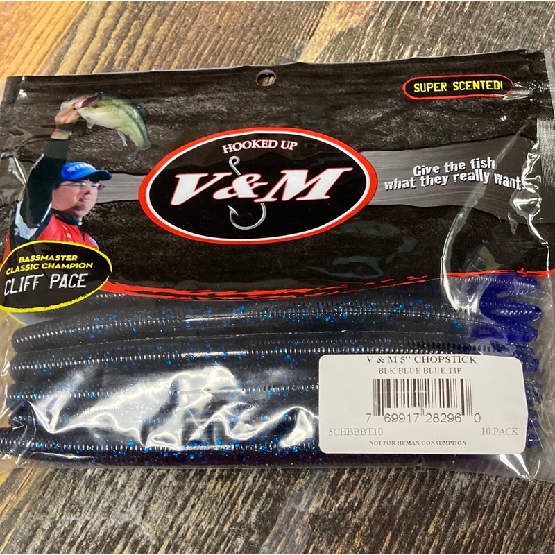 V&M Chopstick 5" Blk Blue Blue Tip