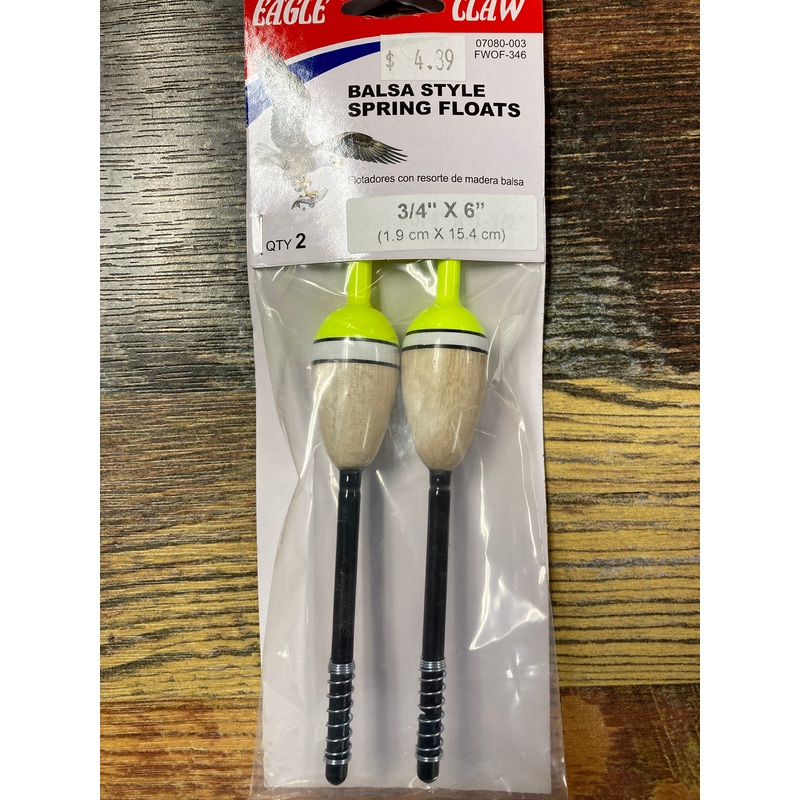 Eagle Claw Balsa Spring Floats 3/4" X 6"